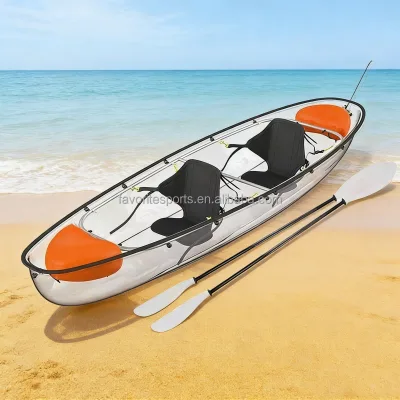Crystal 2 Person Eco-Friendly Kayak Made Impact Resistant Polycarbonate for All-Purpose Touring Surfing Fishing 1 Year Warranty