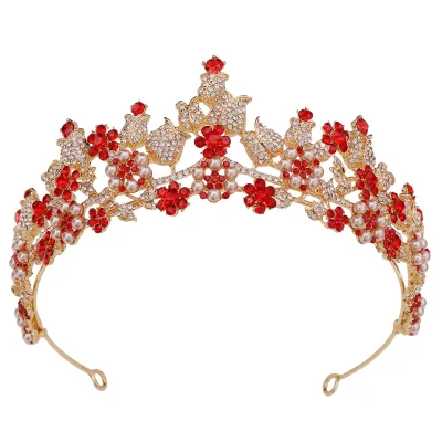 Fashion Bride Tiaras and Crowns Yiwu Artificial Rose Flower Tiara Crown Real Princess Tiaras and Crowns