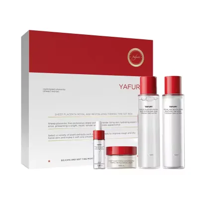 Private Label Rice Essence Sheep Placenta Collagen AntiWrinkle Moisturizing Brightening Home Face Cream Set