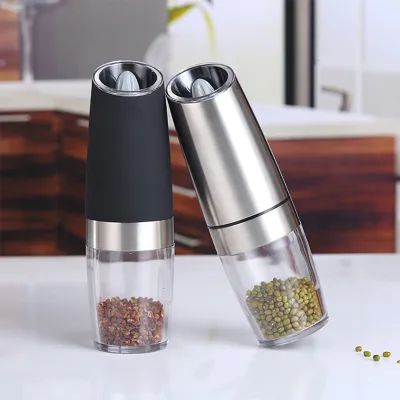 Automatic Mini Electric Dry Spice Salt Grinder Set Stainless Steel Pink Black Pepper Mill Bottle Gravity & Electric Boxed