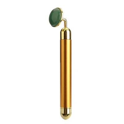 3-in-1 Rechargeable Green Zinc Alloy Y-Shape Vibrating Electrical Jade Roller Custom Logo Face Lift Function Home Use US Plug