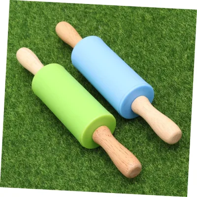 9 Inch Silicone Rolling Pins for Baking Wooden Handle Non Stick Rolling Pin Small Roller Dough Dough Pizza Pastry Fondant