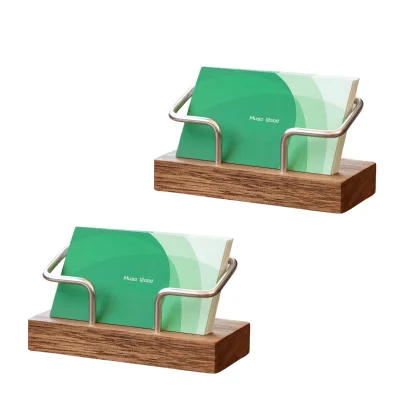 Wholesale Wood 2 Pieces Business Card Holder for Desk,Wooden Creative Business Card Display for Desk,Wood Card for Office
