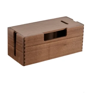Walnut Multifunctional Desktop Solid Wood Cable Storage Box Router Rack Socket Board Cable Box