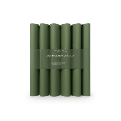 IKSUN Wave Curtain Set Green Folding s Shape Curtain Blackout Luxury Curtains for the Living Room