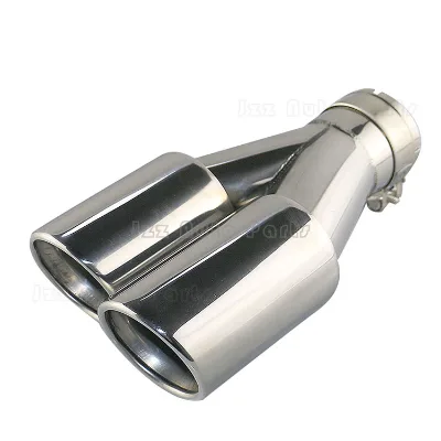 Auto Parts Factory Wholesale Stainless Steel Dual Tailpipe Nozzle Ponteira De Escape 2 Inch to 3 Inch Double Exhaust Outlet Tips