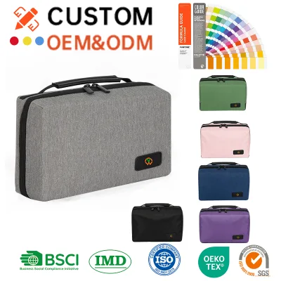 Polyester Hard Shell Waterproof Travel Electronic Organizer Case Zipper Closure Shockproof for Power Adapter Chargers Cables