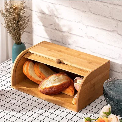 Bamboo Bread Box Kitchen Dustproof Bread Storage Box Food Storage Box Bamboo Kitchen Snack Storage