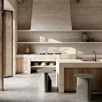 Italian Roman Beige Natural Travertine Slabs Customized Travertine Stone Wall Panel for Kitchen Countertop and Floor