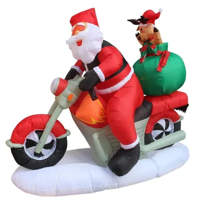 Custom Inflatable Santa Motorcycle with Moose Outdoor Big Christmas Decorations