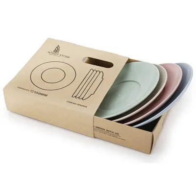 Biodegradable Unbreakable Dinner Plates 6'' Round Wheat Straw Plate 4 Pcs Dinnerware Dishes Set