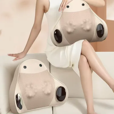 Waist Massager Cushion with Infrared Heat & Deep Kneading Rechargeable Cordless Back Massager 24W Portable Vibrating Acupressure