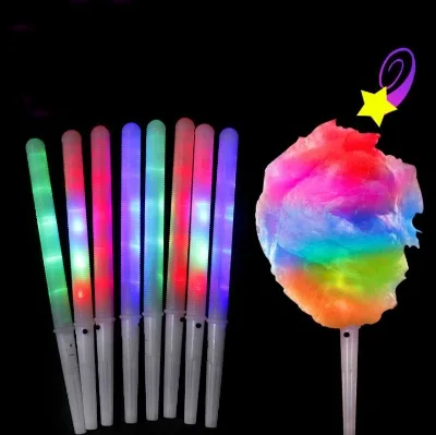 LED Cotton Candy Stick Cones Reusable Glowing Marshmallow Wand for Party Favors Christmas Valentine's Day Flashing Glow Sticks
