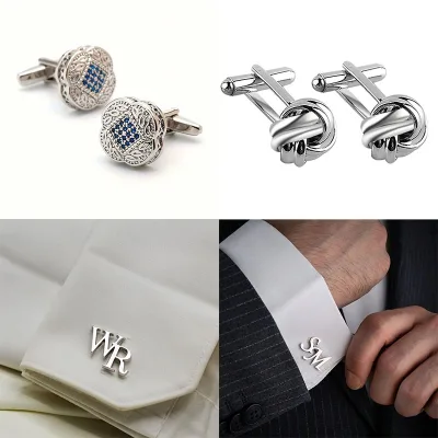 Hot Selling Product 2026 Fashion Accessories Zinc Alloy Luxury Cufflinks Corporate Gifts Metal Stud Letter Charms Souvenir