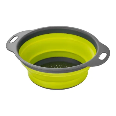Popular Foldable Eco-Friendly Silicone Plastic Collapsible Colander Green Food Grade for Vegetable Fruit Washing Home Kitchen
