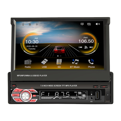 Car Wireless Foldable MP5 Player with 7 Inch HD Touch Screen 1 DIN Apple CarPlay Support Subwoofer Player 9601C MP5 Player Car
