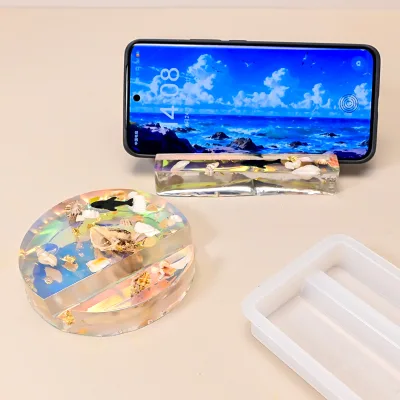 DIY rectangular and circular mirror surface resin mobile phone stand silicone mold