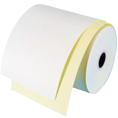 2 Ply Carbonless Rolls 3 X 95 Feet Carbonless White/Canary (50 Rolls - 1 Case) Kitchen Printer Paper Rolls With Solid Tube Core