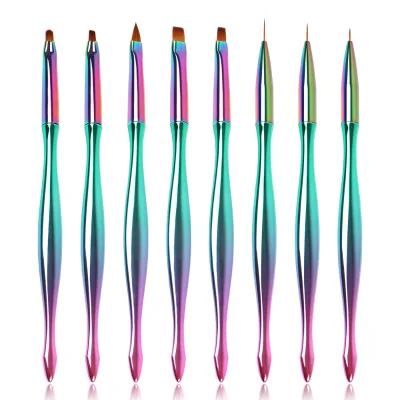 Professional High Quality Nail Art Tools Gradient Mermaid Handle Acrylic Synthetic Gel Brush Liner 3D DIY Nail UV Gel Brush Set