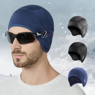 Autumn Winter Men Helmet Liner Warm Thermal Insulate Head Protection Cycling Hat with Glasses Hole