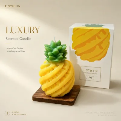 Custom Pineapple Scented Candle Decorative Fruit Shaped Soy Wax Candle for Home Decor Gift Shop Retail OEM Private Label