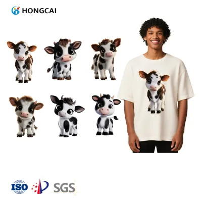 Cross-Border Exclusive Supply Cute Cartoon Calf Heat Transfer Patches Durable Feature In-Stock Clothes Factory Pattern Prints