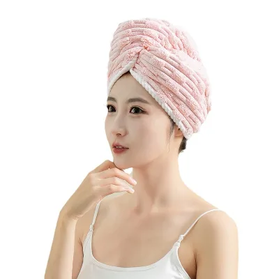 Quick-Drying Coral Fleece Microfiber Hair Cap Water-Absorbing Dry Hair Towel Home Use Non-Shedding Wholesale Delivery