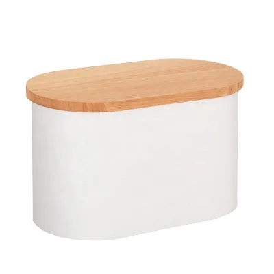 Good Quality Power Coating White and Gold Storage Wood Lid Wooden Metal Carbon Steel for Bread Box