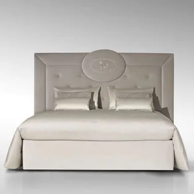 Fabric Bed Latest Modern Double High Quality Bedroom Furniture Contemporary Luxury High Headboard Beige Bed Designs