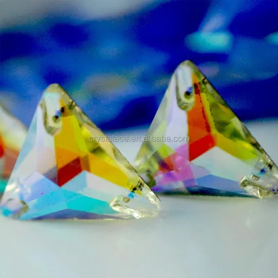 Factory Direct Best Quality Crystal AB 22mm Triangle Sew on Rhinestone, Triangle Sew on Crystal Stones for Dress