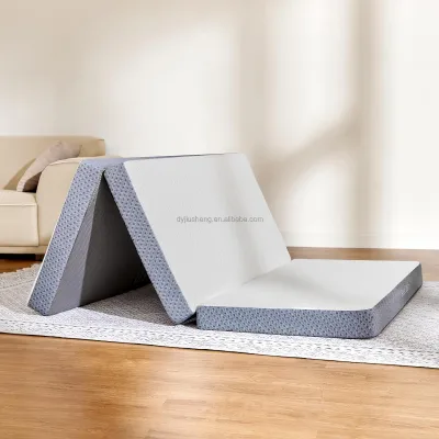 Folding Mattress with Removable Bamboo Cover Washable Tri-fold for Outdoor Hotel Garden Use