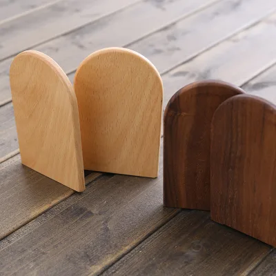 Simple Wooden Book Stand Creative Black Walnut Wood Thickened Solid Wood Bookend for Students Dimensions 130x80