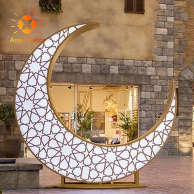 Ramadan Mubarak Wooden Craft LED Moon Lamp Home LED Moon Light for Party Decorations