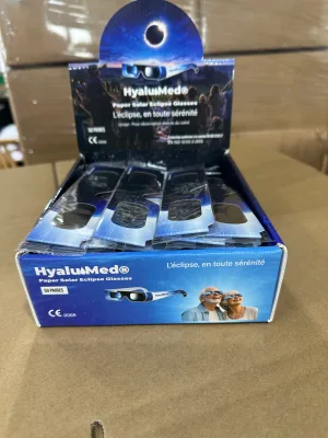 Factory Wholesale ISO 12312-2 Certified Custom Logo Cardboard Paper Solar Eclipse Glasses 50 PCS a Box Custom Brand Artwork