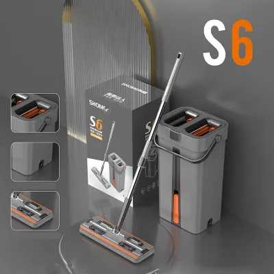 Floor Cleaning Separate Dirty and Clean Water Mop and Bucket With Wringer Set Long Handle Microfiber Spin Mop Bucket