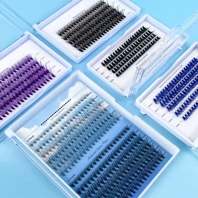 2025 New Design Segmented Eyelash Faux Mink Self Grafting Eyelash Extension Supplies Bundle Fan Cluster Lashes Soft Fluffy Trays