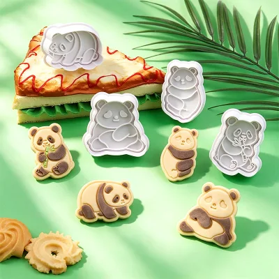 Cute Panda Series Eating Bamboo Shoots Climbing Bear 3D Simulation Plastic Eco-Friendly Biscuit Stamper Cartoon Bear