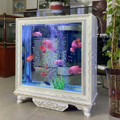 Rectangular Conjoined European-style Screen Bottom Cabinet Eco-friendly Glass Aquarium Fish Tank Filter System 500L Capacity