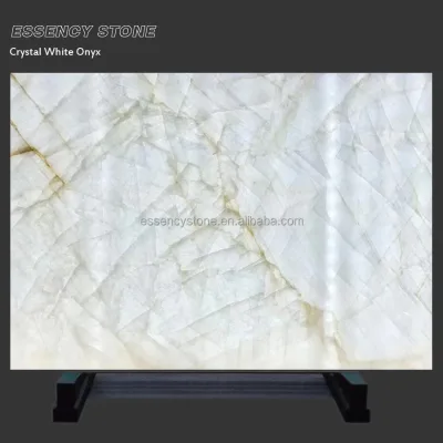 Natural Translucent White Marble Onyx Transparent Crystal Ice Age White Onyx Stone Backlight Slabs Tiles