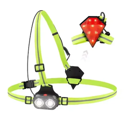Running Lights for Runners 2 XPE LED Chest Light USB Rechargeable IP66 Waterproof Safety Light High-Low-Strobe Modes Yellow