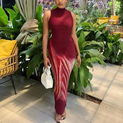 Women Sleeveless Fashion Print Maxi Dress