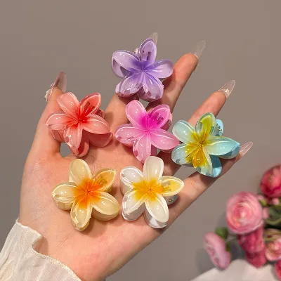 Sweet Design 4cm Marble Hawaiian Mini Flower Girls Hair Claw Accessories Egg Flower Pink Small Hair Claw Clip for Women