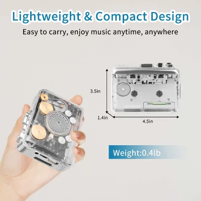 Portable Stereo Copper Wheel Movement Walkman USB Auto Reverse Battery Powered Audio Cassette Player with Hifi Speaker