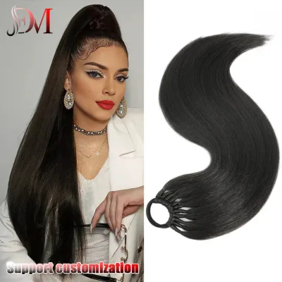 24 "Black Blonde Brown Multi-colored Hair for Women Extended High Temperature Flame Retardant Braided Ponytail Hair Accessories