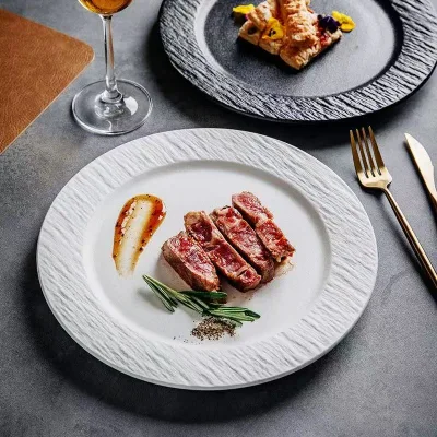 Premium Stone Ceramic Steak Plate Creative Western Restaurant Dishes Premium Ceramic Western Plate for Restaurant Use