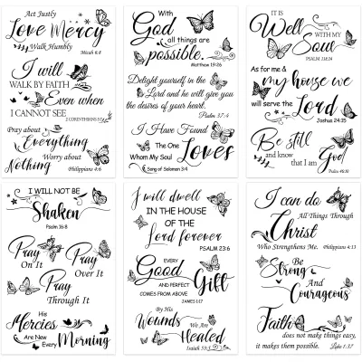 Transfers for Crafts Furniture Bible Verses Rub on Transfer for Crafting Decals Butterfly Transfer Stickers for DIY Home Decor