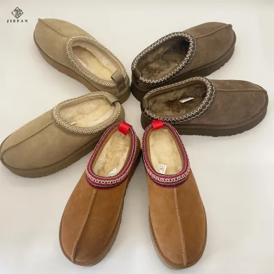 2026 Genuine Cowhide Suede Winter Boots Thermal Indoor Outdoor Leisure Shoes with Fancy Brand Classic Snowflake Toe for Women