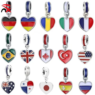Custom New Style Fashion Alloy Country Flag Pendant for Hand Bracelets and Necklaces