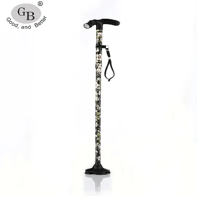 Patterned Folding Walking Cane With Built-In LED Lights, Best Selling Reliable Walking Stick for Elderly Daily Support