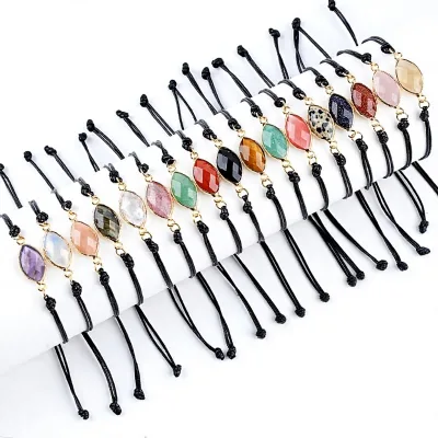 Wholesales Natural Rose Quartz Bracelet Fashionable Versatile Adjustable Design Featuring Faceted Edges Charms for DIY Gift